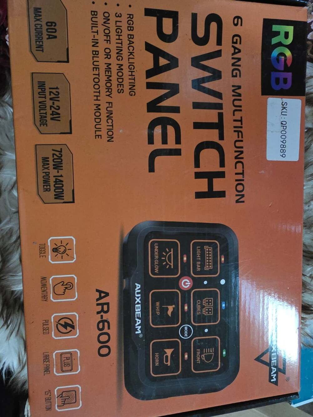 Auxbeam AR-600 6 gang RGB switch panel PART ONLY